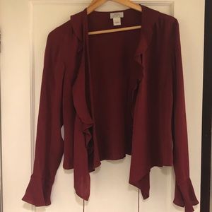 Silk cranberry red Ann Taylor Loft wrap top!